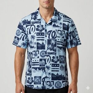 Washington Nationals Kona Big Wave Hawaiian Shirt MLB Baseball Blue Men's Size L
